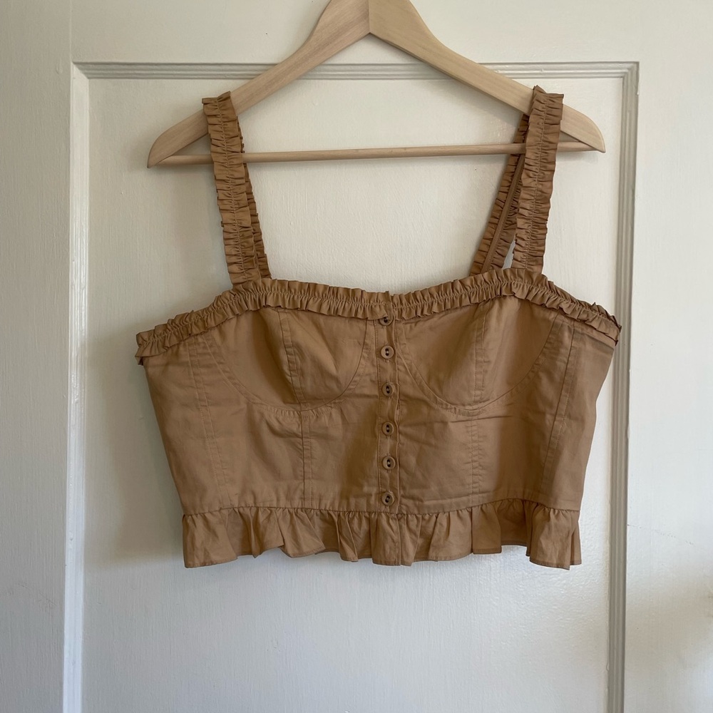 Ulla Johnson Ruffled Tan Crop Top